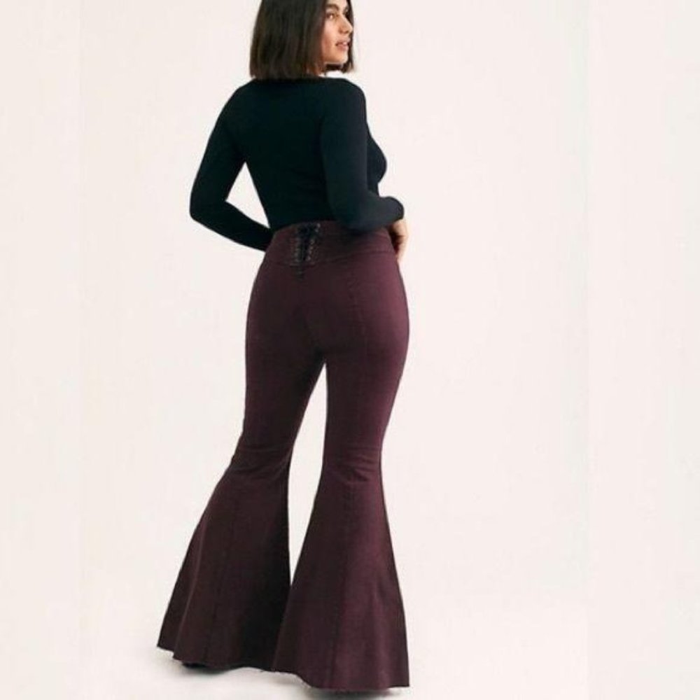 Free People CRVY Super High-Rise Lace-Up Flare